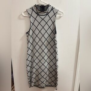 Romeo Juliet Couture Women Knit Mock Neck Sleeveless Diamond Pattern Dress M